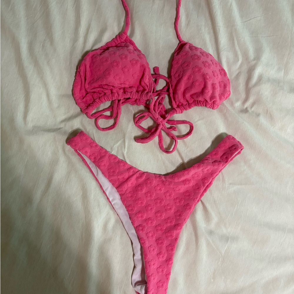 Pink Terry Cloth Bikini Set